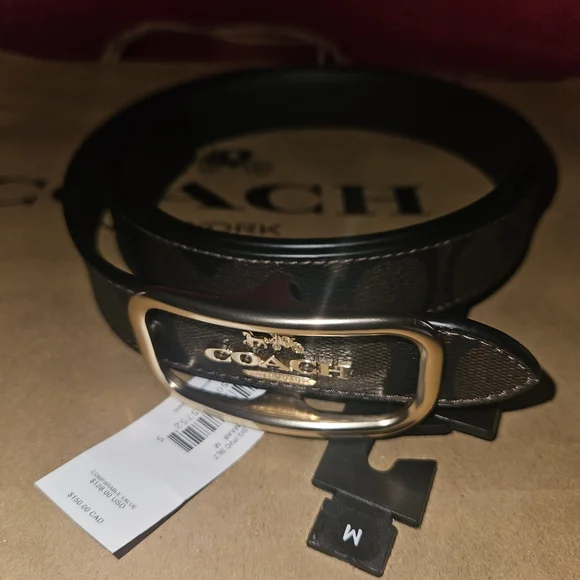 NWT Coach Women's Morgan Rectangle Buckle Belt Size MnCE971 Brown/Black - Picture 5 of 9